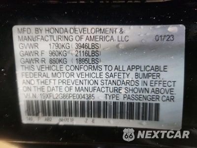 Zdjęcie 12 z 12 samochodu: 2023 HONDA CIVIC SPORT VIN:19XFL2G86PE004385 - miniatura