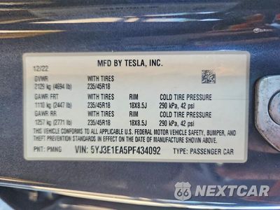 Zdjęcie 12 z 12 samochodu: 2023 TESLA MODEL 3 VIN:5YJ3E1EA5PF434092 - miniatura