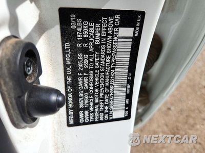 Zdjęcie 12 z 12 samochodu: 2019 HONDA CIVIC SPORT TOURING VIN:SHHFK7H98KU221624 - miniatura
