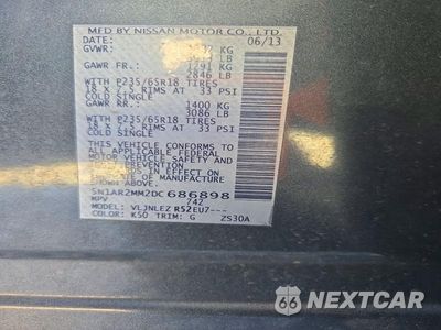 Zdjęcie 14 z 14 samochodu: 2013 NISSAN PATHFINDER S VIN:5N1AR2MM2DC686898 - miniatura