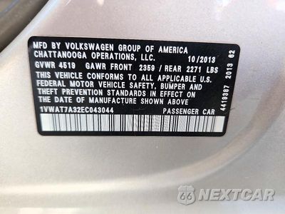 Zdjęcie 12 z 12 samochodu: 2014 VOLKSWAGEN PASSAT S VIN:1VWAT7A32EC043044 - miniatura
