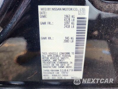 Zdjęcie 12 z 12 samochodu: 2022 NISSAN ALTIMA S VIN:1N4BL4BVXNN318479 - miniatura