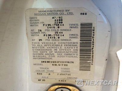 Zdjęcie 12 z 12 samochodu: 1993 NISSAN TRUCK BASE VIN:1N6SD16S4PC333626 - miniatura