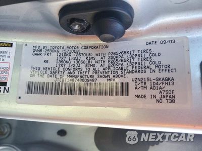 Zdjęcie 13 z 13 samochodu: 2004 TOYOTA 4RUNNER SPORT EDITION VIN:JTEBT14R748009487 - miniatura
