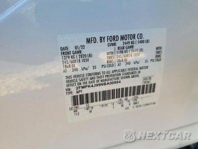 Zdjęcie 14 z 14 samochodu: 2022 FORD EDGE SEL VIN:2FMPK4J99NBA00884 - miniatura