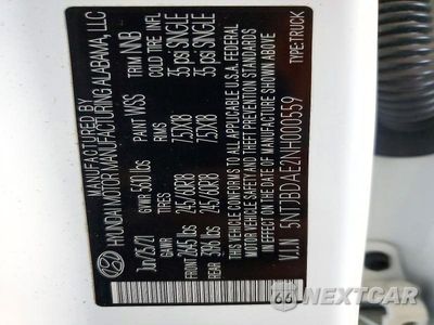 Zdjęcie 12 z 12 samochodu: 2022 HYUNDAI SANTA CRUZ SEL VIN:5NTJBDAE2NH000559 - miniatura