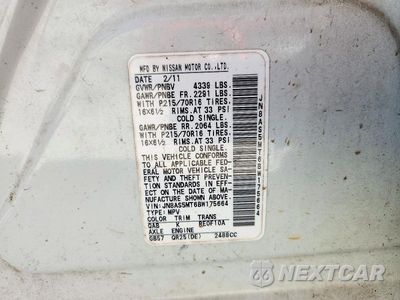 Zdjęcie 13 z 13 samochodu: 2011 NISSAN ROGUE S VIN:JN8AS5MT6BW175664 - miniatura