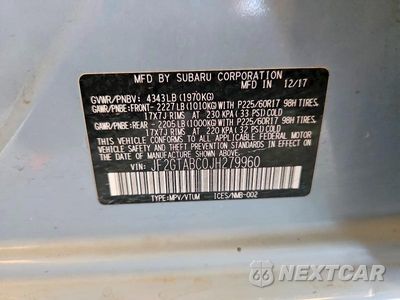 Zdjęcie 13 z 13 samochodu: 2018 SUBARU CROSSTREK PREMIUM VIN:JF2GTABC0JH279960 - miniatura