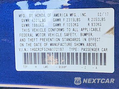 Zdjęcie 13 z 13 samochodu: 2017 HONDA ACCORD SPORT VIN:1HGCR2F52HA172197 - miniatura