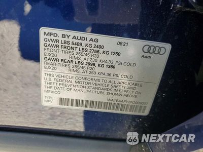 Zdjęcie 13 z 13 samochodu: 2022 AUDI Q5 PREMIUM PLUS 45 VIN:WA1EAAFY2N2009097 - miniatura