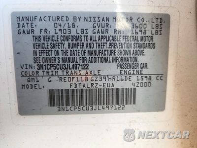 Zdjęcie 13 z 13 samochodu: 2018 NISSAN KICKS S VIN:3N1CP5CU3JL497122 - miniatura