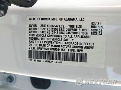 Zdjęcie 13 z 13 samochodu: 2021 HONDA PILOT EXL VIN:5FNYF6H58MB064153 - miniatura