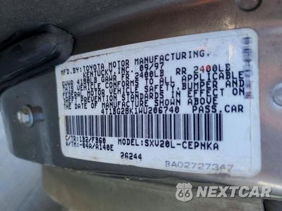 Zdjęcie 12 z 12 samochodu: 1998 TOYOTA CAMRY LE VIN:4T1BG28K1WU206740 - miniatura