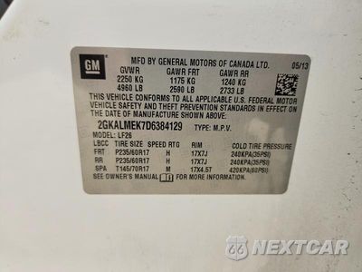 Zdjęcie 14 z 14 samochodu: 2013 GMC TERRAIN SLE VIN:2GKALMEK7D6384129 - miniatura