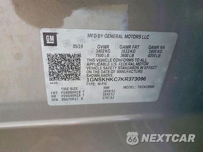 Zdjęcie 13 z 13 samochodu: 2019 CHEVROLET SUBURBAN K1500 LT VIN:1GNSKHKC7KR373096 - miniatura