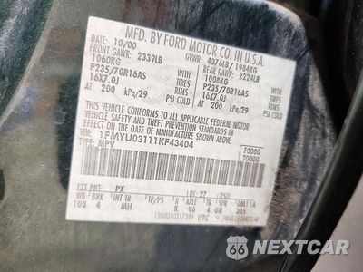 Zdjęcie 13 z 13 samochodu: 2001 FORD ESCAPE XLT VIN:1FMYU03111KF43404 - miniatura