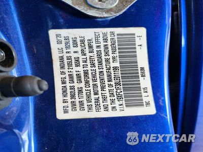Zdjęcie 12 z 12 samochodu: 2020 HONDA CIVIC EX VIN:19XFC1F38LE011199 - miniatura
