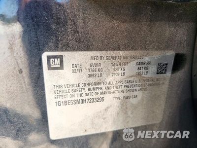 Zdjęcie 12 z 12 samochodu: 2017 CHEVROLET CRUZE LT VIN:1G1BE5SM0H7233296 - miniatura