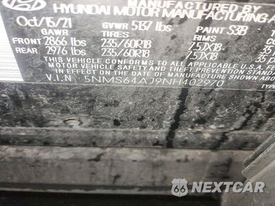 Zdjęcie 14 z 14 samochodu: 2022 HYUNDAI SANTA FE SEL VIN:5NMS64AJ9NH402970 - miniatura