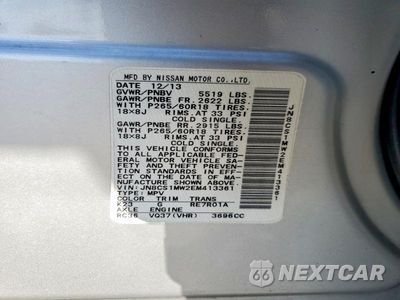 Zdjęcie 14 z 14 samochodu: 2014 INFINITI QX70 BASE VIN:JN8CS1MW2EM413361 - miniatura