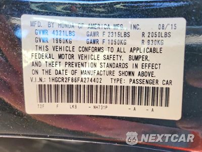 Zdjęcie 13 z 13 samochodu: 2015 HONDA ACCORD EXL VIN:1HGCR2F86FA274402 - miniatura