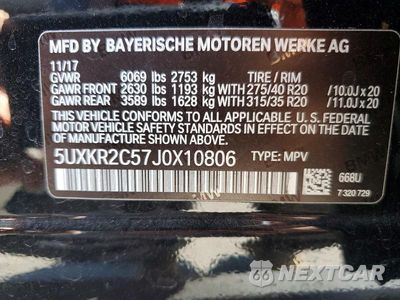 Zdjęcie 13 z 13 samochodu: 2018 BMW X5 SDRIVE35I VIN:5UXKR2C57J0X10806 - miniatura