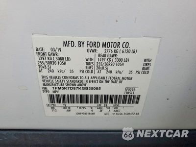 Zdjęcie 14 z 14 samochodu: 2019 FORD EXPLORER XLT VIN:1FM5K7D87KGB35085 - miniatura
