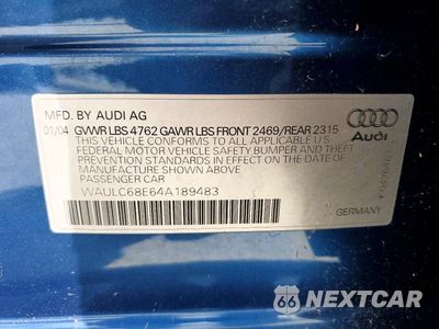 Zdjęcie 12 z 12 samochodu: 2004 AUDI A4 1.8T QUATTRO VIN:WAULC68E64A189483 - miniatura