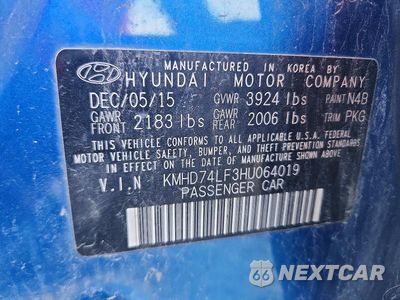 Zdjęcie 12 z 12 samochodu: 2017 HYUNDAI ELANTRA SE VIN:KMHD74LF3HU064019 - miniatura