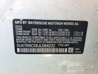 Zdjęcie 13 z 13 samochodu: 2018 BMW X3 XDRIVE30I VIN:5UXTR9C58JLD64232 - miniatura
