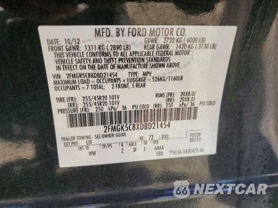 Zdjęcie 13 z 13 samochodu: 2013 FORD FLEX SEL VIN:2FMGK5C8XDBD21454 - miniatura