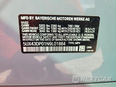 Zdjęcie 13 z 13 samochodu: 2022 BMW X3 SDRIVE30I VIN:5UX43DP01N9L01884 - miniatura