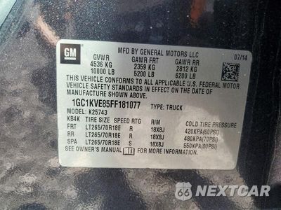 Zdjęcie 13 z 13 samochodu: 2015 CHEVROLET SILVERADO K2500 HEAVY DUTY LT VIN:1GC1KVE85FF181077 - miniatura