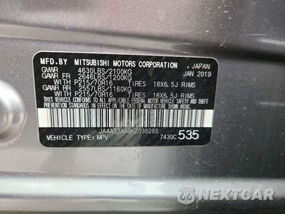 Zdjęcie 14 z 14 samochodu: 2019 MITSUBISHI ECLIPSE CROSS ES VIN:JA4AT3AA9KZ038288 - miniatura