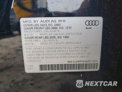 Zdjęcie 13 z 13 samochodu: 2017 AUDI Q5 PREMIUM PLUS VIN:WA1L2AFP3HA051364 - miniatura