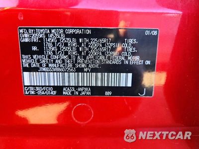 Zdjęcie 13 z 13 samochodu: 2008 TOYOTA RAV4 BASE VIN:JTMBD33V886072563 - miniatura