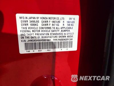 Zdjęcie 12 z 12 samochodu: 2017 HONDA FIT EX VIN:JHMGK5H86HS001667 - miniatura