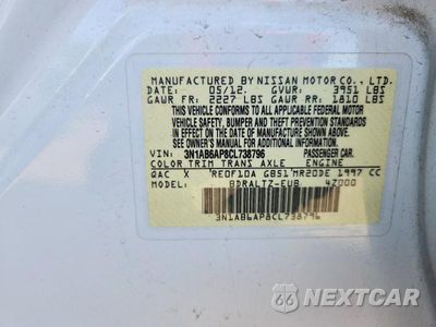 Zdjęcie 13 z 13 samochodu: 2012 NISSAN SENTRA 2.0 VIN:3N1AB6AP8CL738796 - miniatura