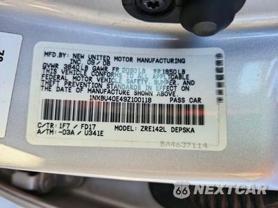 Zdjęcie 12 z 12 samochodu: 2009 TOYOTA COROLLA BASE VIN:1NXBU40E49Z100118 - miniatura