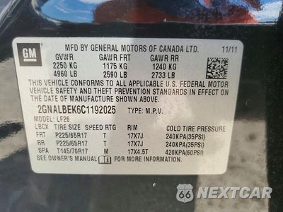 Zdjęcie 13 z 13 samochodu: 2012 CHEVROLET EQUINOX LS VIN:2GNALBEK6C1192025 - miniatura