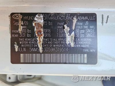 Zdjęcie 13 z 13 samochodu: 2009 HYUNDAI SANTA FE GLS VIN:5NMSG13D59H319514 - miniatura