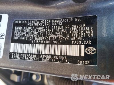 Zdjęcie 12 z 12 samochodu: 2013 TOYOTA CAMRY L VIN:4T1BF1FK3DU670237 - miniatura