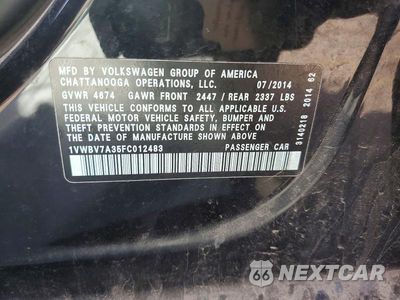 Zdjęcie 12 z 12 samochodu: 2015 VOLKSWAGEN PASSAT SE VIN:1VWBV7A35FC012483 - miniatura