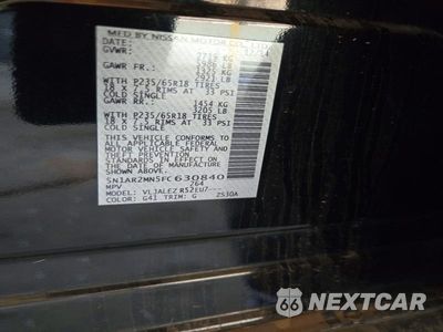 Zdjęcie 13 z 13 samochodu: 2015 NISSAN PATHFINDER SV VIN:5N1AR2MN5FC630840 - miniatura