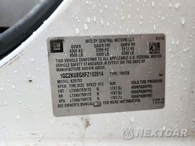 Zdjęcie 12 z 12 samochodu: 2015 CHEVROLET SILVERADO K2500 HEAVY DUTY VIN:1GC2KUEG8FZ102814 - miniatura