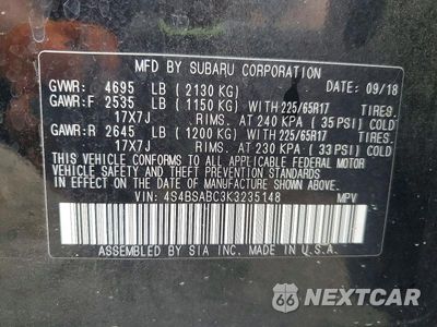 Zdjęcie 13 z 13 samochodu: 2019 SUBARU OUTBACK 2.5I VIN:4S4BSABC3K3235148 - miniatura
