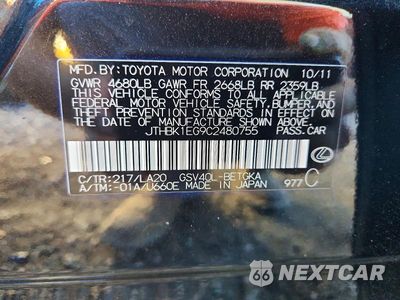 Zdjęcie 12 z 12 samochodu: 2012 LEXUS ES 350 VIN:JTHBK1EG9C2480755 - miniatura
