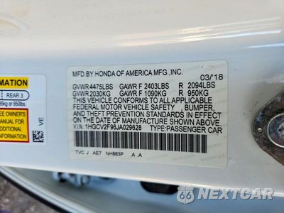 Zdjęcie 12 z 12 samochodu: 2018 HONDA ACCORD TOURING VIN:1HGCV2F96JA029628 - miniatura