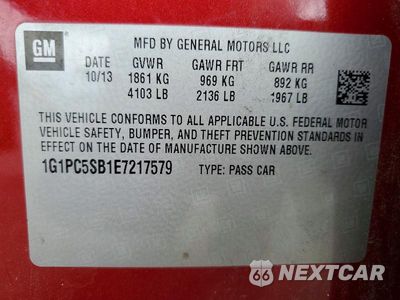 Zdjęcie 12 z 12 samochodu: 2014 CHEVROLET CRUZE LT VIN:1G1PC5SB1E7217579 - miniatura