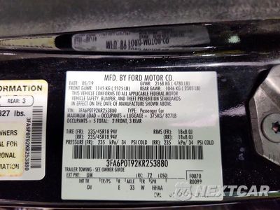 Zdjęcie 12 z 12 samochodu: 2019 FORD FUSION SE VIN:3FA6P0T92KR253880 - miniatura